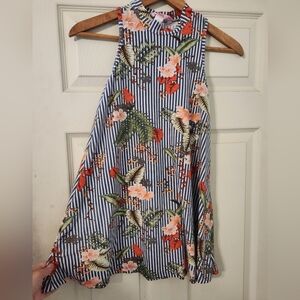 1st Kiss Girls, A-line dress, 10/12, soft stretchy fabric, Hawaiian print, EUC!